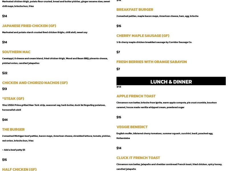 Wood Shop Social Menu