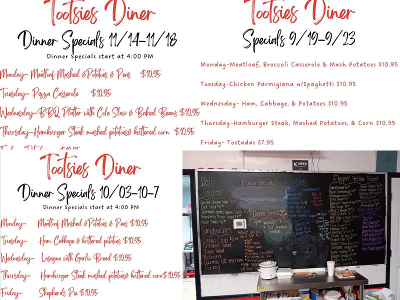 Tootsies Diner Menu