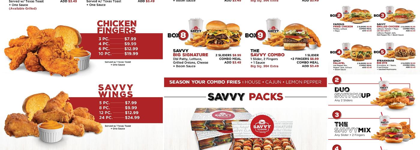 Savvy Sliders Menu