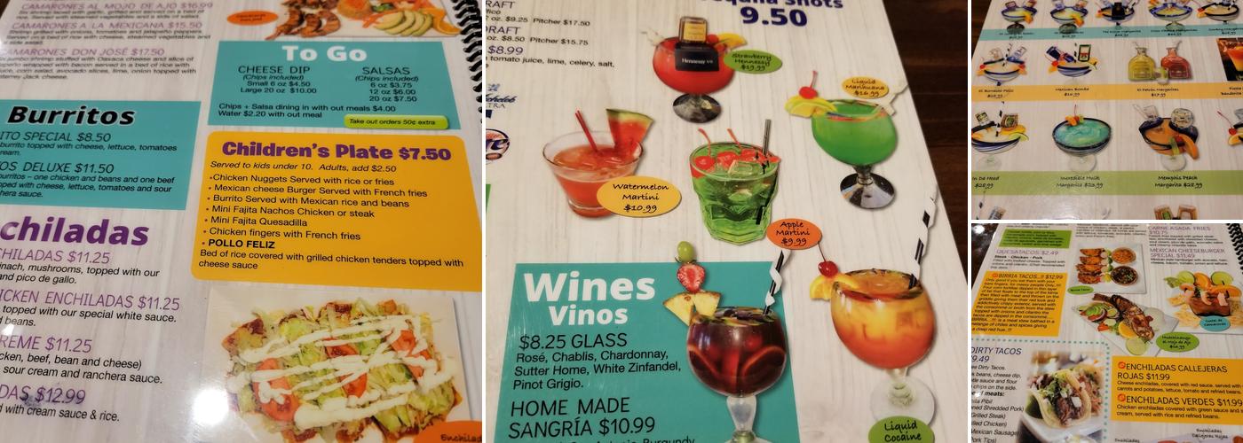 Margaritas of Bolivar Menu