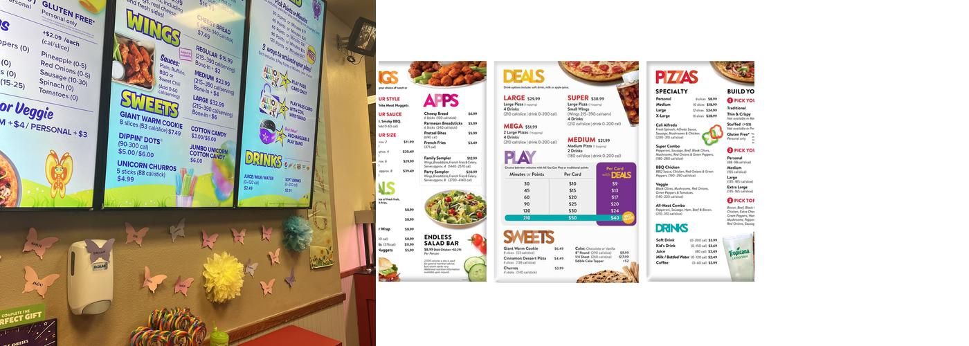 Chuck E. Cheese Menu