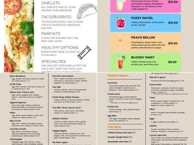 Beggin' for an Eggin' Menu