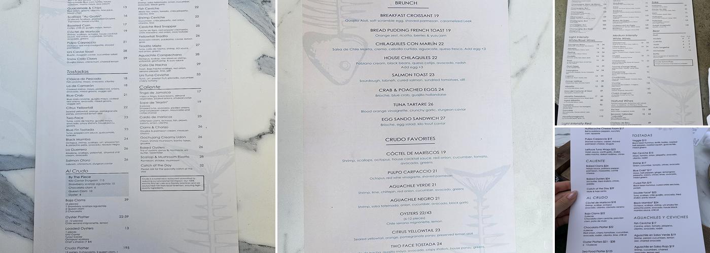 Crudo Ceviche & Oyster Bar Menu