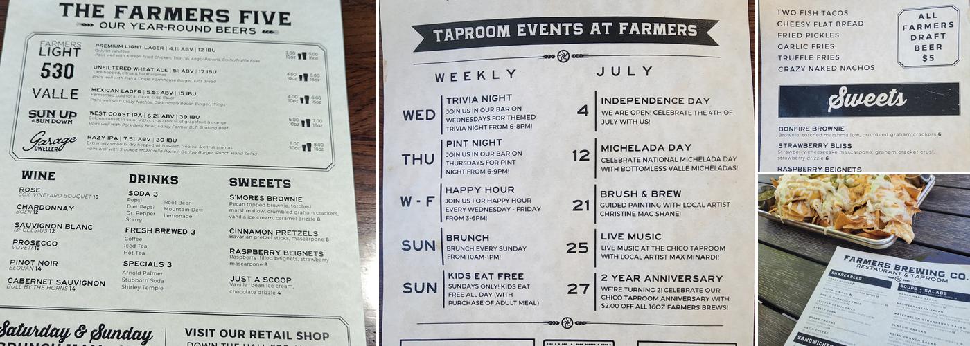 Farmers Brewing Restaurant and Taproom Menu