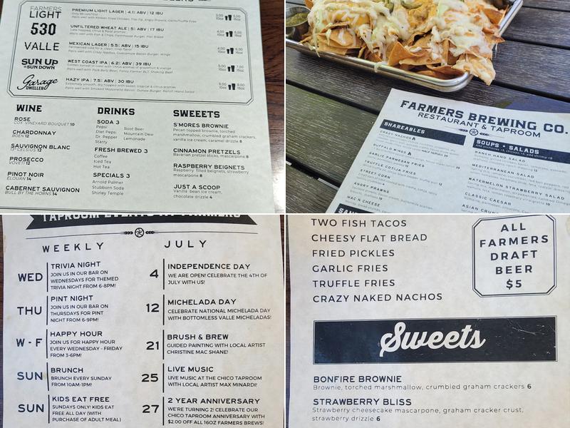Farmers Brewing Restaurant and Taproom Menu