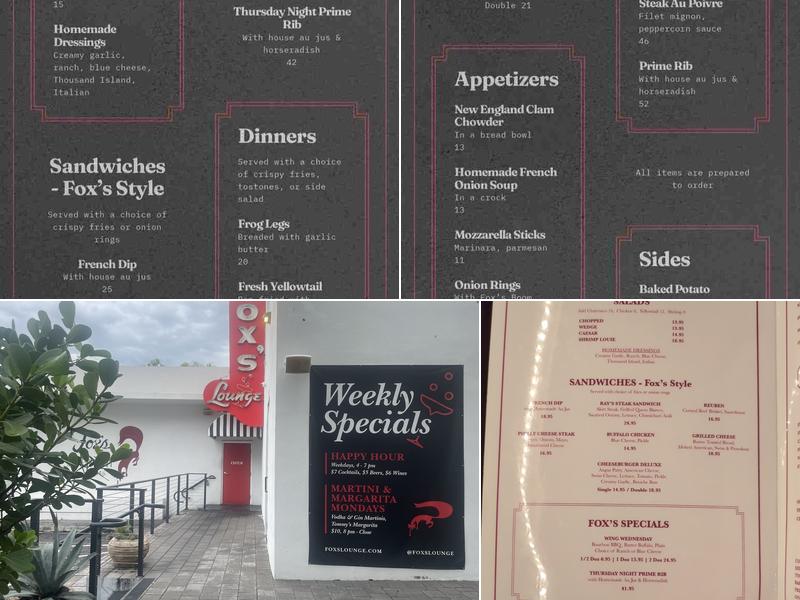 Fox's Lounge Menu