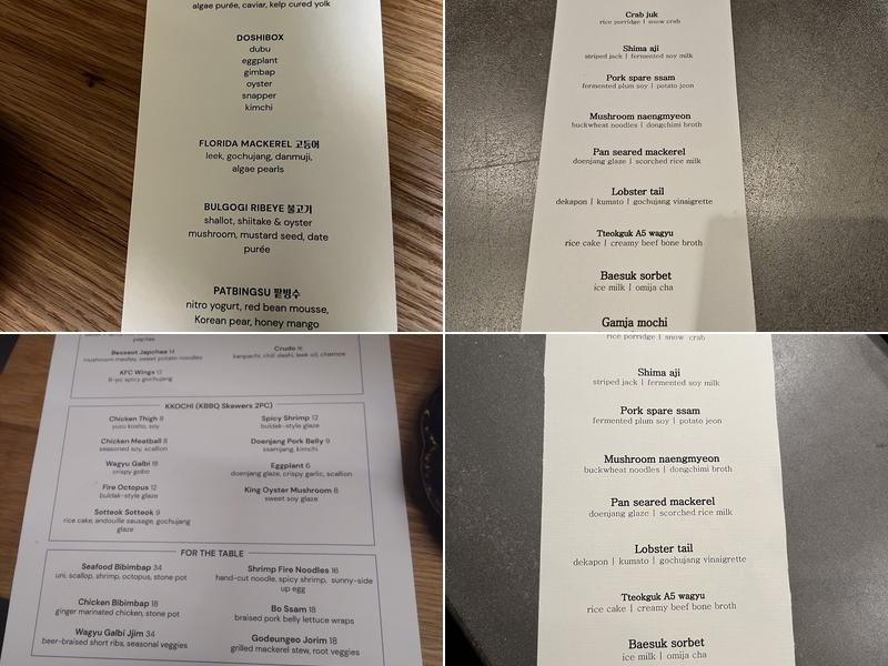 Doshi Menu