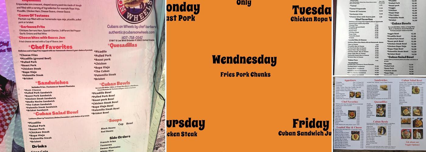 Cubans on wheels Menu