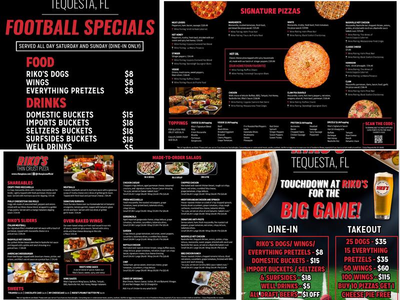 Riko's Pizza Menu