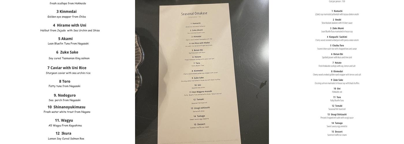 Omakase By Aung Menu