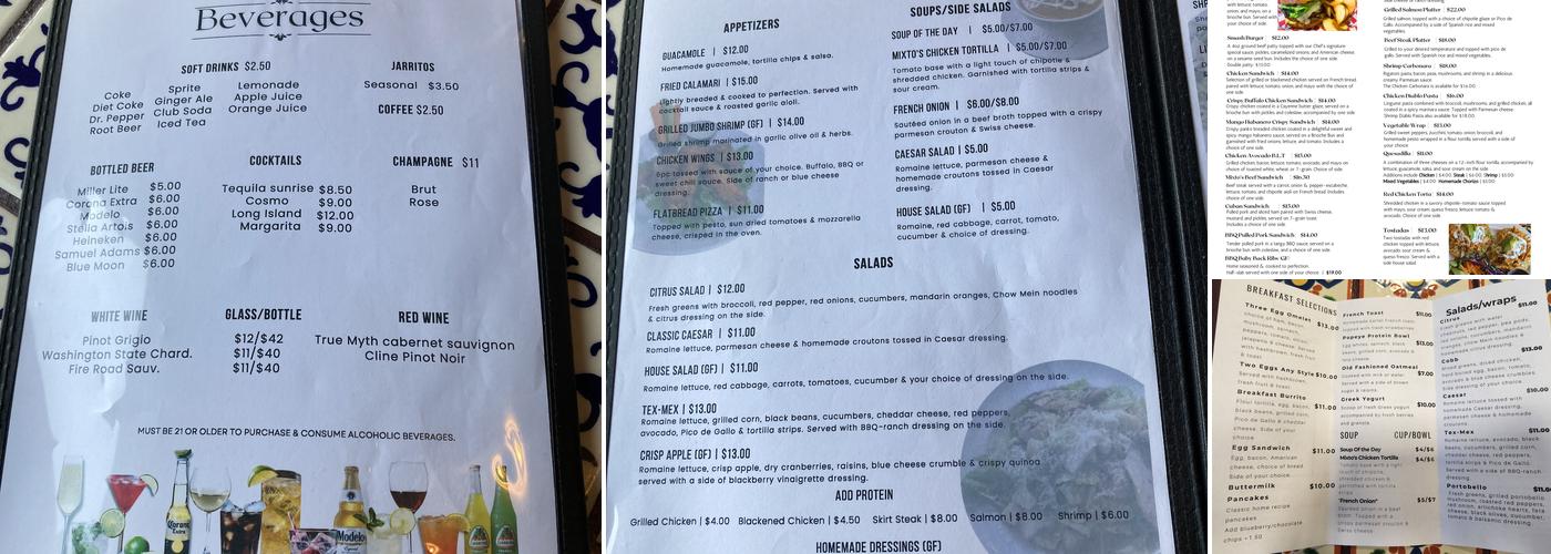 The Mixto Cuisine Menu