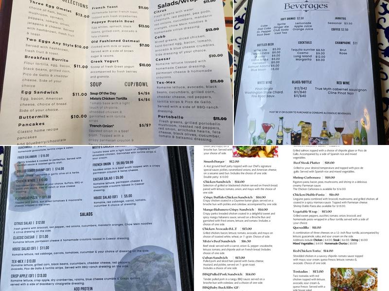 The Mixto Cuisine Menu