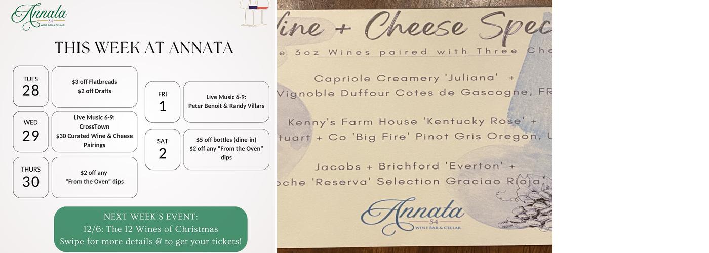 Annata Wine Bar & Cellar Menu