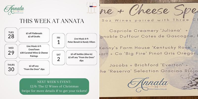 Annata Wine Bar & Cellar Menu