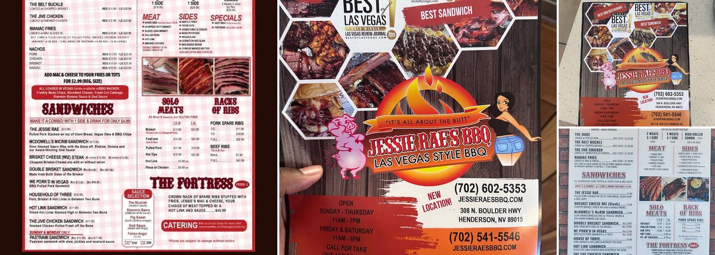 Jessie Rae's BBQ Menu