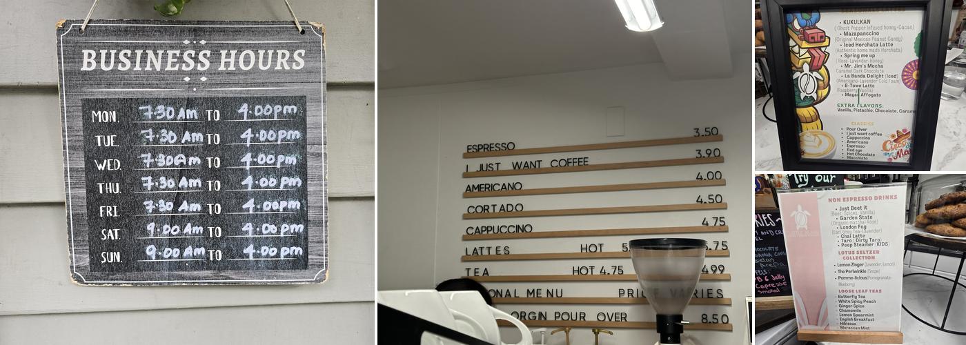 Turtle Beans Coffee LLC Menu