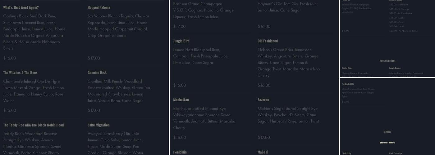 Teddy Roe's Menu