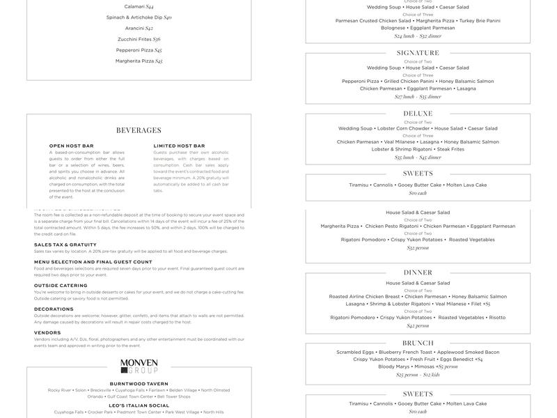 Leo's Italian Social Menu