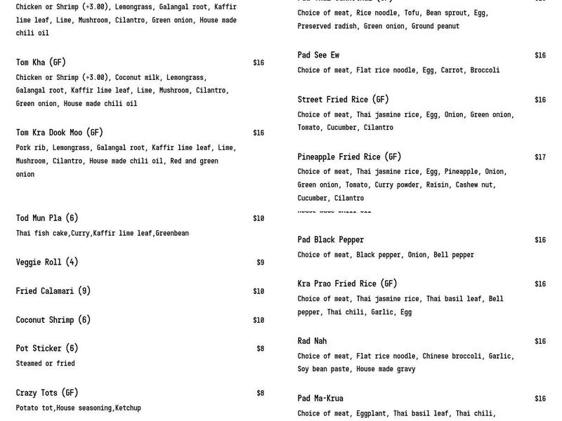 Charm Thai Kitchen Menu