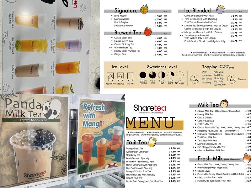 Sharetea HEB Menu