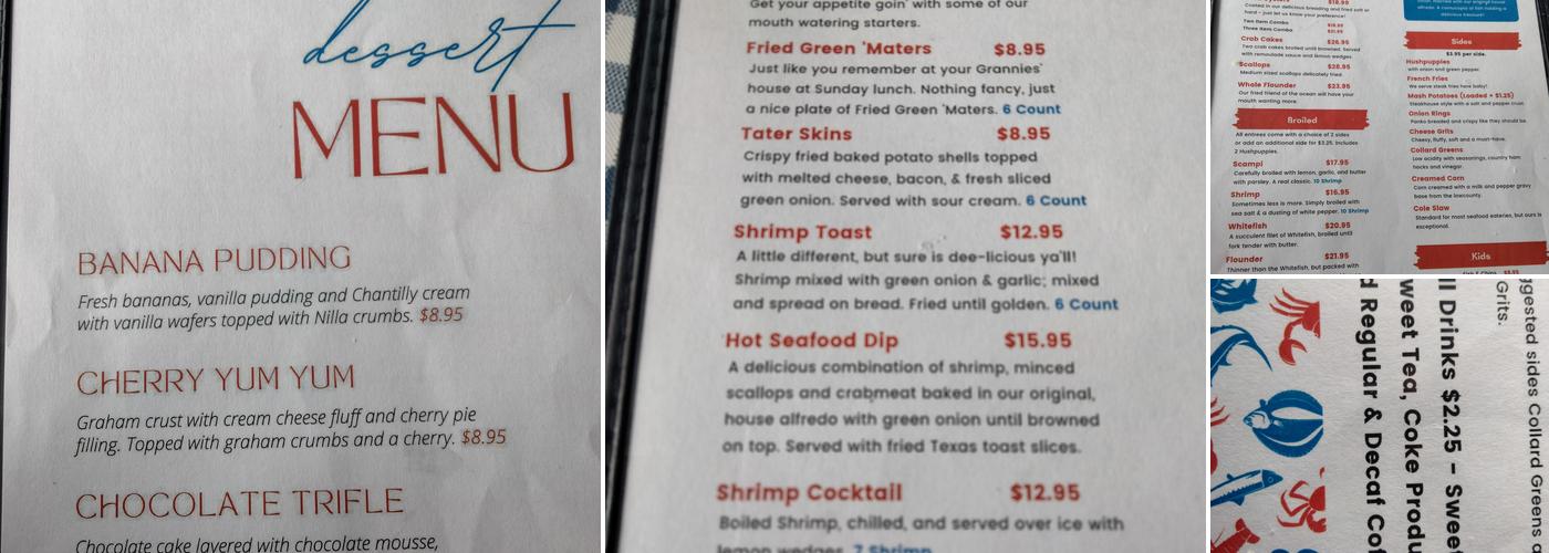 Surf & Turf Cafe Menu