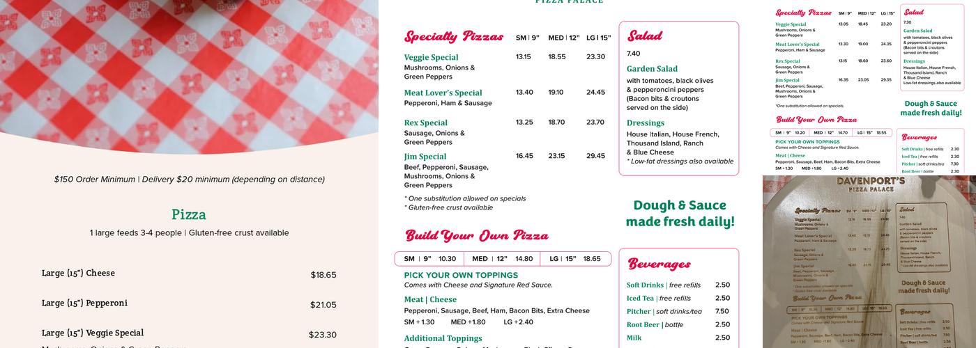 Davenport’s Pizza Palace - Vestavia Hills Menu