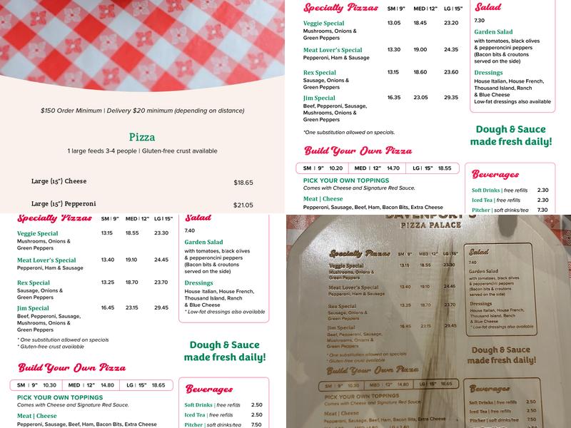 Davenport’s Pizza Palace - Vestavia Hills Menu