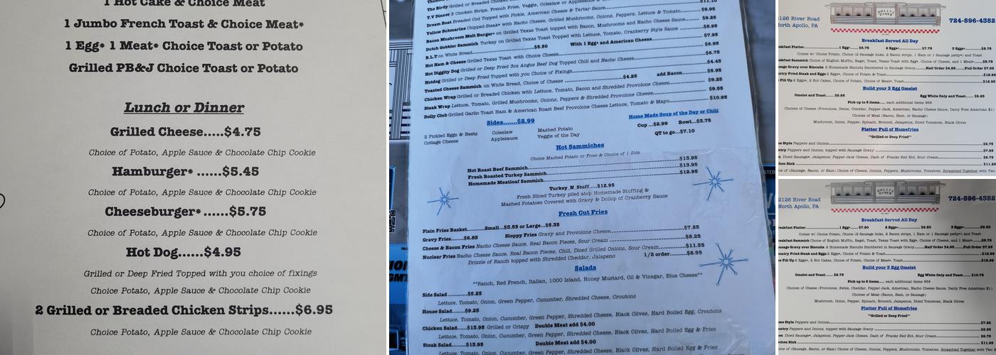 Dolly's Diner Menu