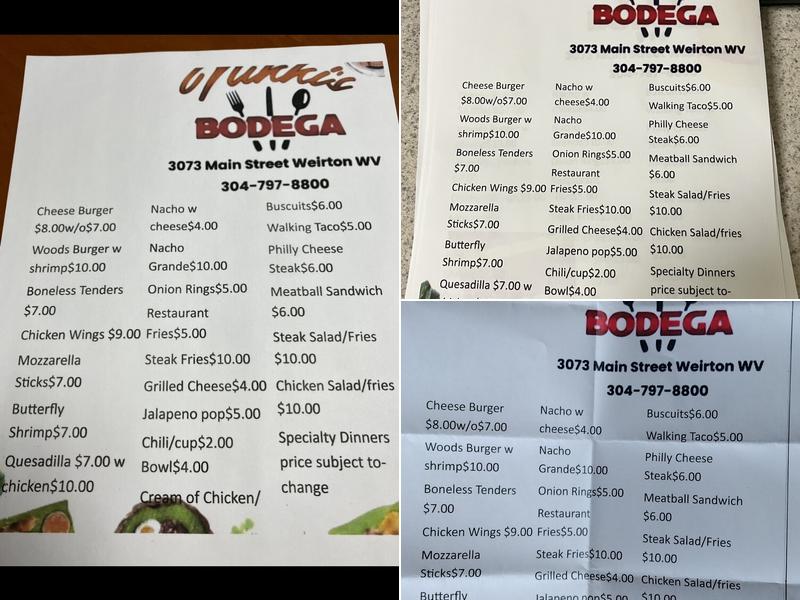 Nikki’s Bodega Menu