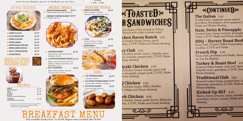 G. R. Parkers Saloon Menu