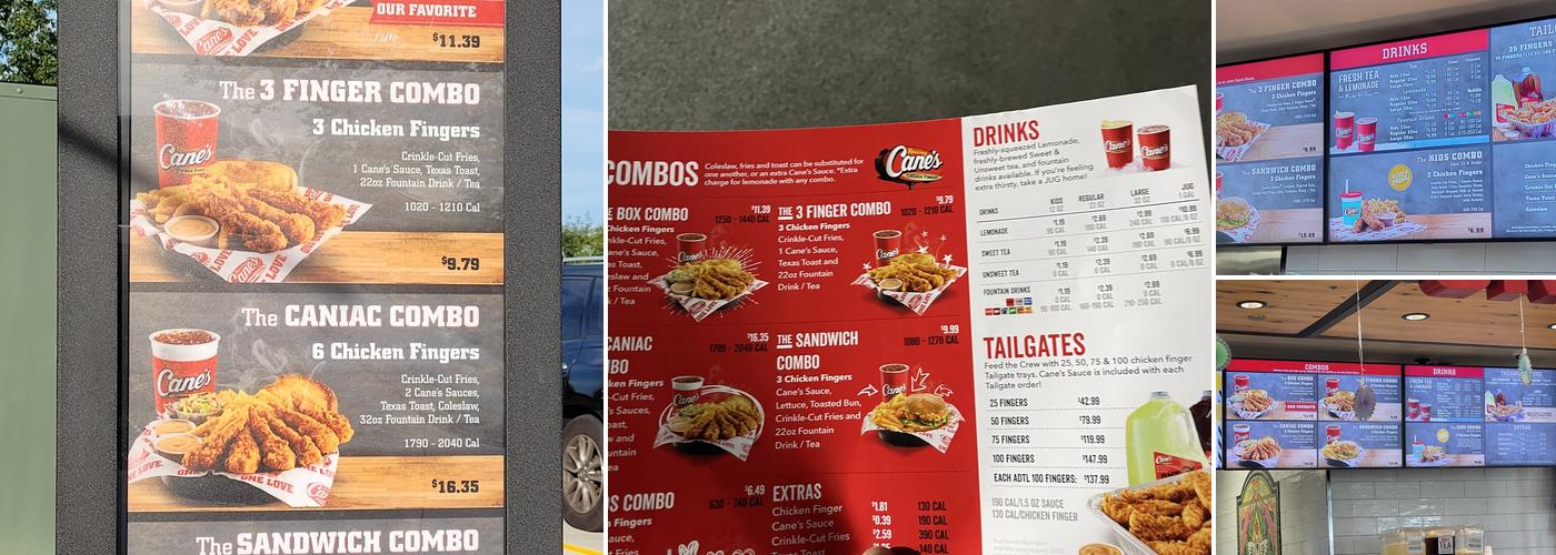 Raising Cane's Chicken Fingers Menu