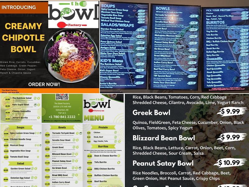 The Bowl Factory Menu
