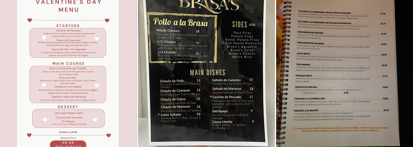Brasa's Restaurant Menu