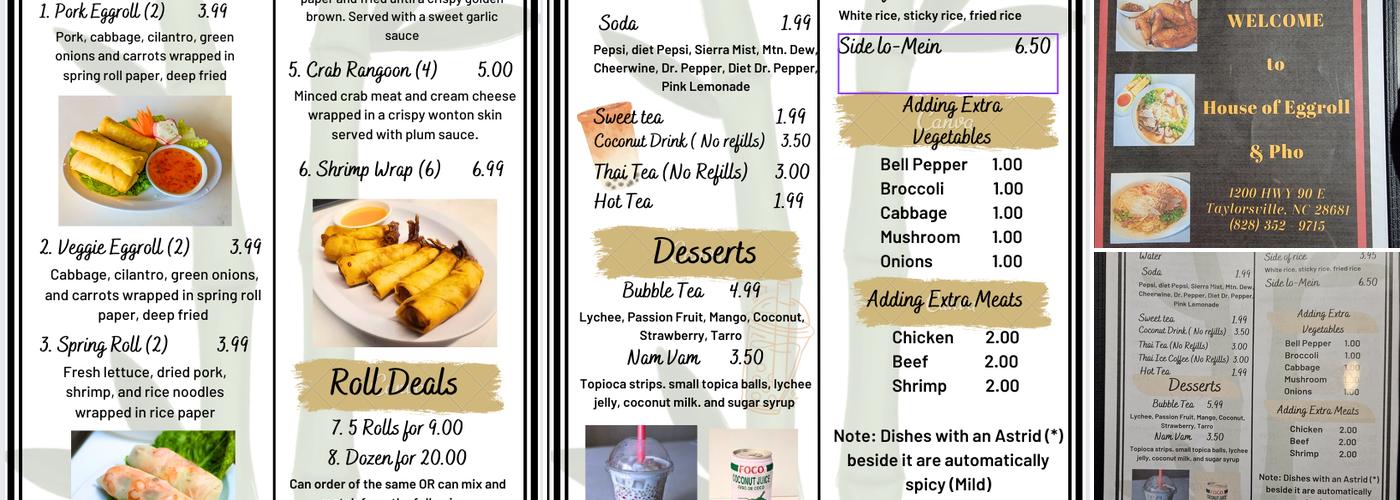 House of Egg roll & Pho Menu