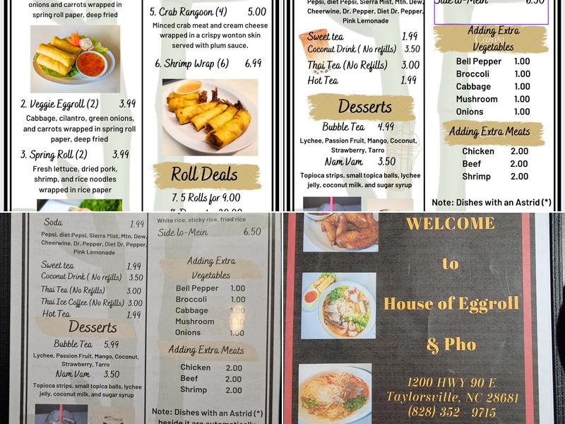 House of Egg roll & Pho Menu