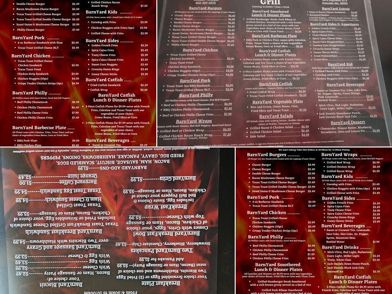 Barnyard Grill Menu