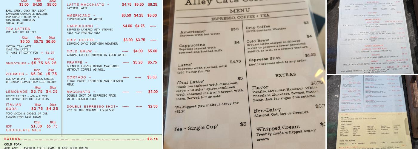 Alley Cats Coffee Bar Menu