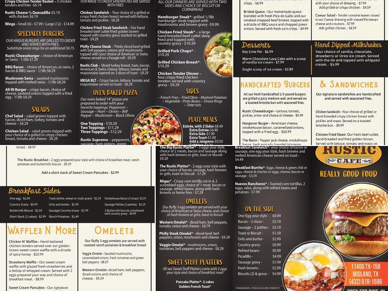 Rustic Café Menu