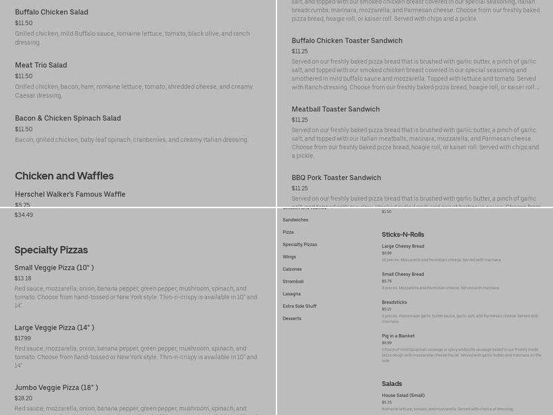 Zoner's Pizza Wings & Waffles Menu