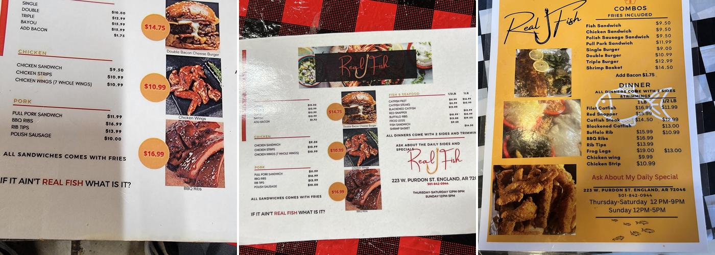 real fish Menu
