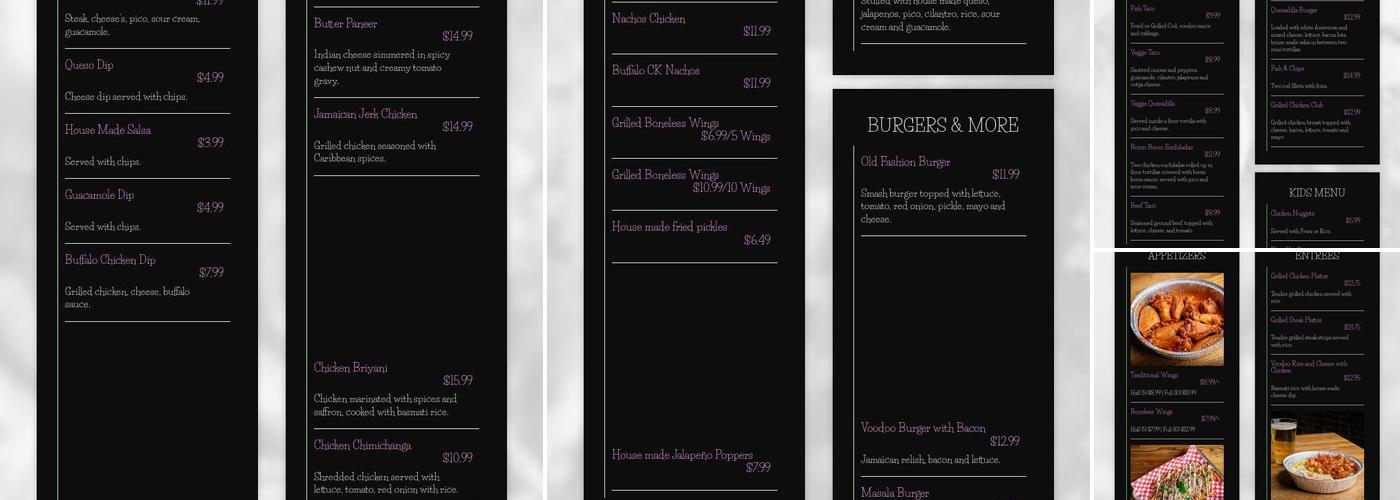 Bricks and Brews Menu