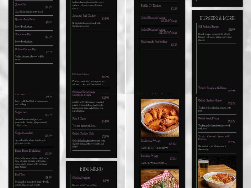 Bricks and Brews Menu