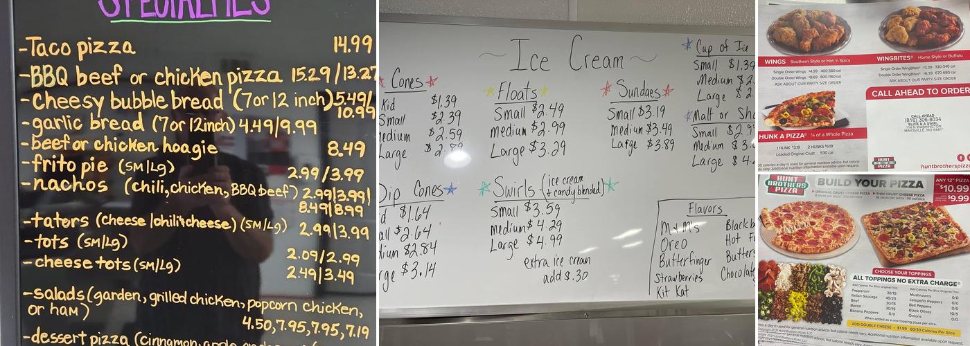 Slice and a Swirl Menu