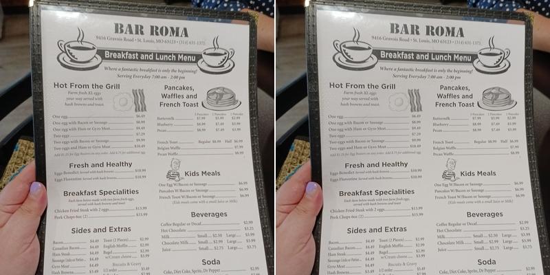 Bar Roma Menu