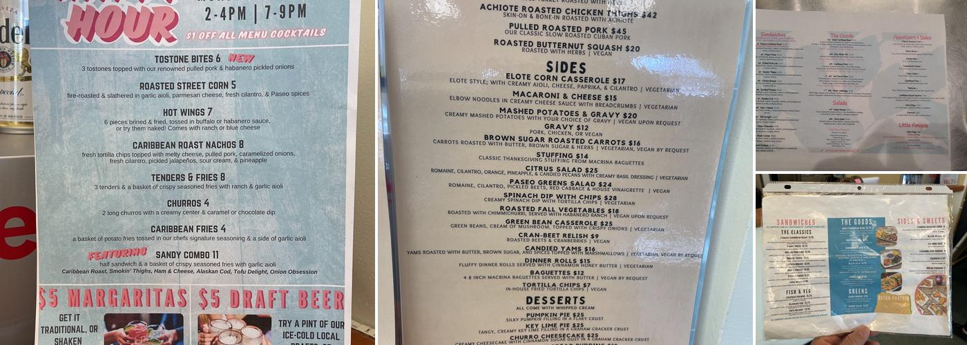 Paseo Issaquah Menu