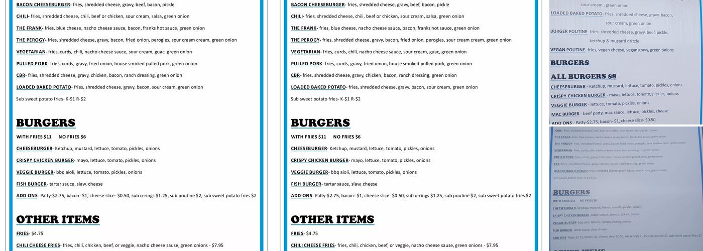 Poutine Plus Menu