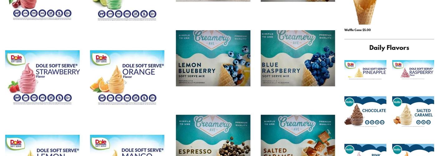 Crazy Willy's Ice Cream Menu