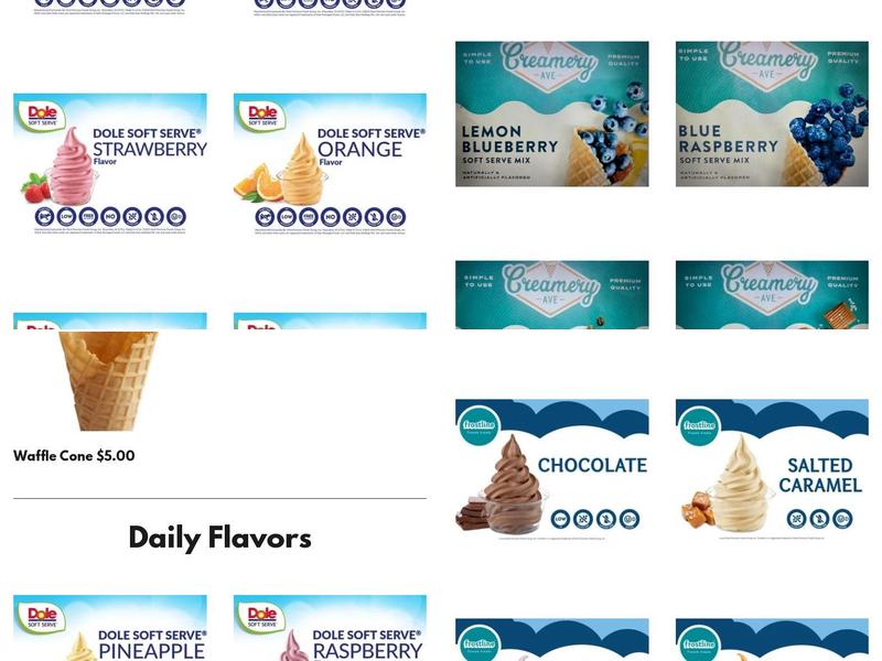 Crazy Willy's Ice Cream Menu