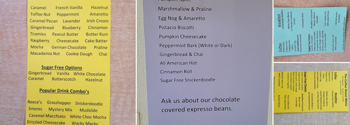 The Coffee House of Hot Springs Menu