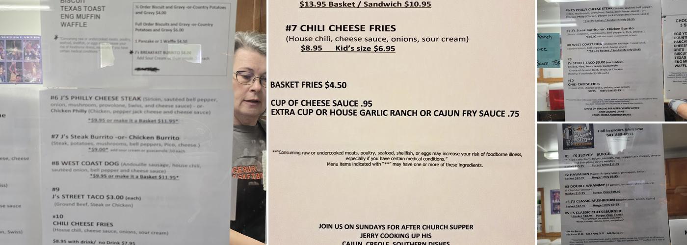 J SLOPPY BURGER Menu